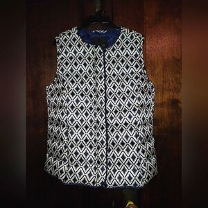 EUC Talbots Navy Blue and White Puffer Vest